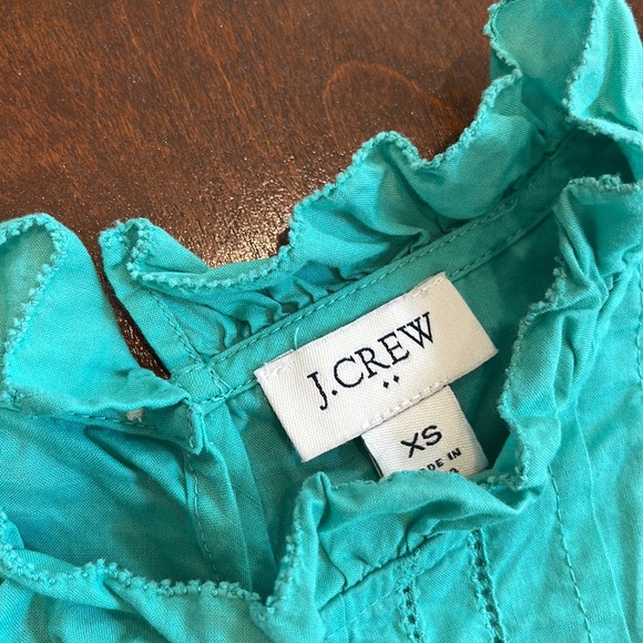 J. Crew Factory flutter sleeve turquoise sleeveless top - Picture 2 of 3